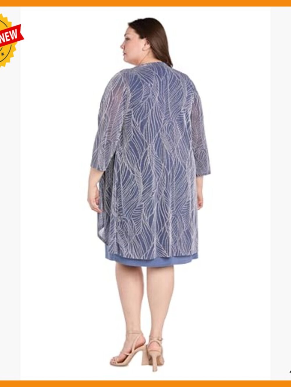 Metallic Jacquard Knit Jacket Dress Set with Necklace - Mother of Bride - Picture 7 of 7